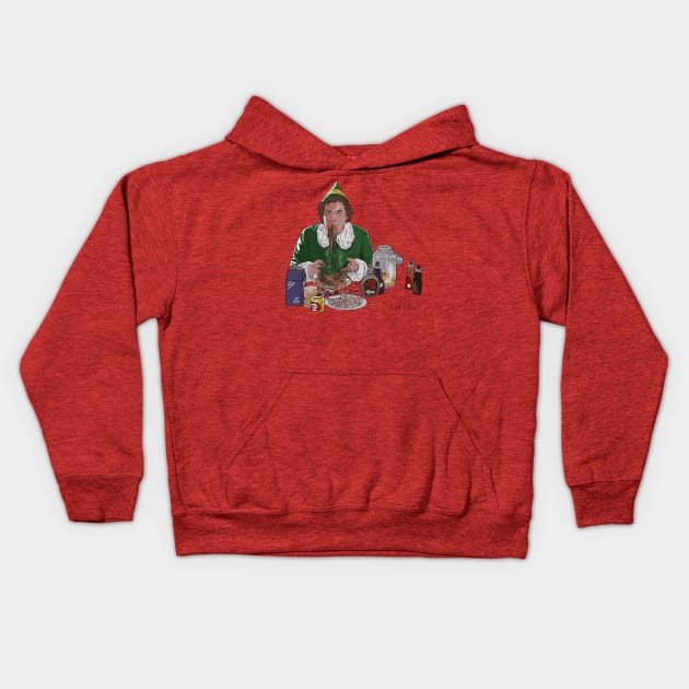 ELF: Buddy Eating Sketti Kids Hoodie by 51Deesigns